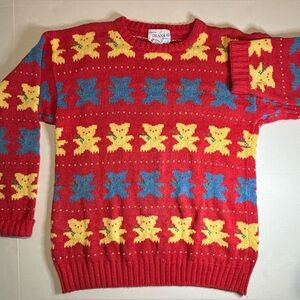 Vintage Deans of Scotland sweater. Teddy Bear motif‎ Ramie/Cotton blend. SZ Med